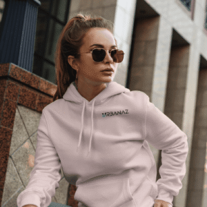 Moletom com capuz com marca Urbanaz Wear cor Rosa Bebê
